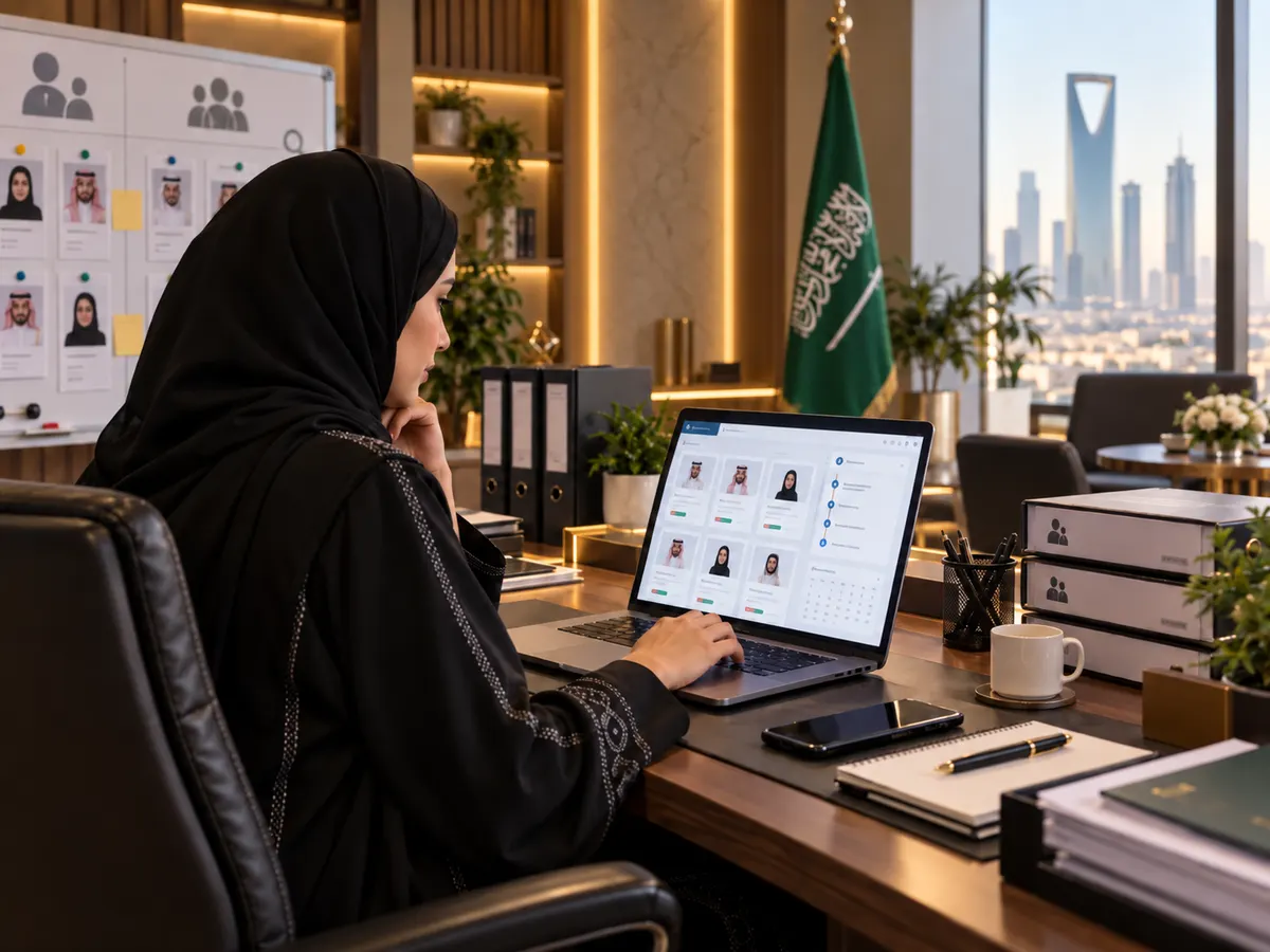 موظفة تدير طلبات الاستقدام والمرشحين من النظام — صورة تعبيرية